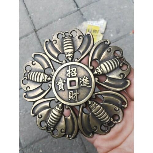 China feng shui latón suerte murciélagos y monedas estatua colgar adorn-decoración familiar, trae artesanía de metal de buena su
