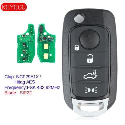 KEYECU Remote Key Fob 4 Button 433.92MHz 4A Replacement for Fiat 500X Egea Tipo 2016-2018 Hitag AES