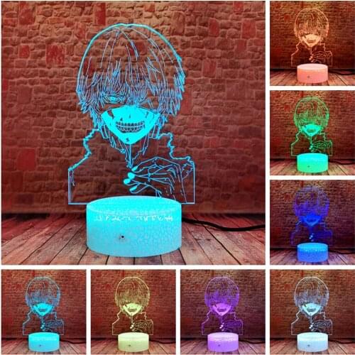 Flash 3D Illusion LED Nightlight Flash 7 Colors Change Lamp Cartoon Model Tokyo Ghoul Anime action & toy figures