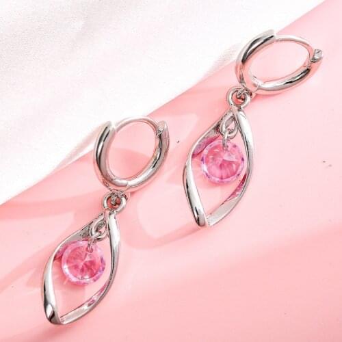 2020 New Simple AAA White/Blue/Pink Zircon Evil Eye Dangle Earrings For Women Female Drop Jewelry Party Accessories Gifts