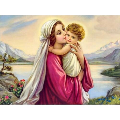 YNX new 5D diamond painting round diamond Western mother and child cross stitch square diamond DIY character diamond painting