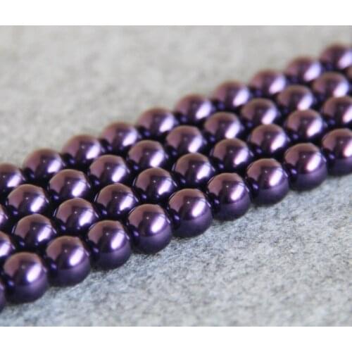 10mm New Fashion dark Purple Shell glass beads gift for women loose beads Jewelry design 15inch 2pc/lot Wholesale and retail