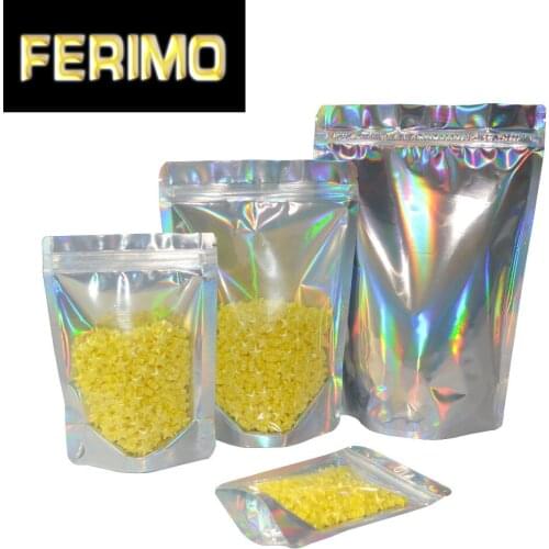 100 pcs Laser Holograms Aluminum Foil Resealable Value Pack Stand Up Zip Lock Bag hologram Self Seal Zipper Plastic Pouches Bag