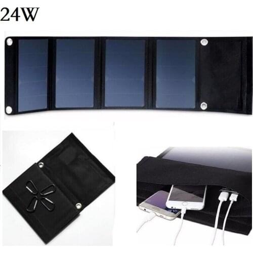 24W 5V Solar Panel Charger Foldable Solar Charger for iPhone/Huawei Dual USB Output Portable Battery Charger Free Shipping