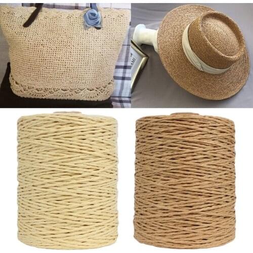 280M Colorful Threads Natural Raffia Straw Yarn Handbag Cushion Basket Summer Hand Knit Crochet Hat Knitting Material DIY Cord