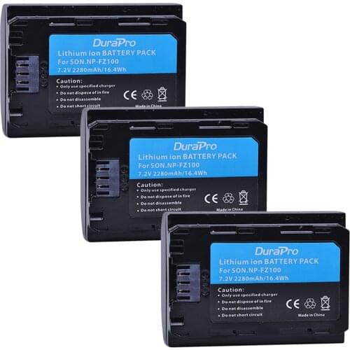 3PC 2280mAH NP-FZ100 NP FZ100 Battery for Sony NP-FZ100, BC-QZ1 Alpha 9, A7RIII, ILCE-7RM3, a9, Sony A9R Sony Alpha 9 s Camera