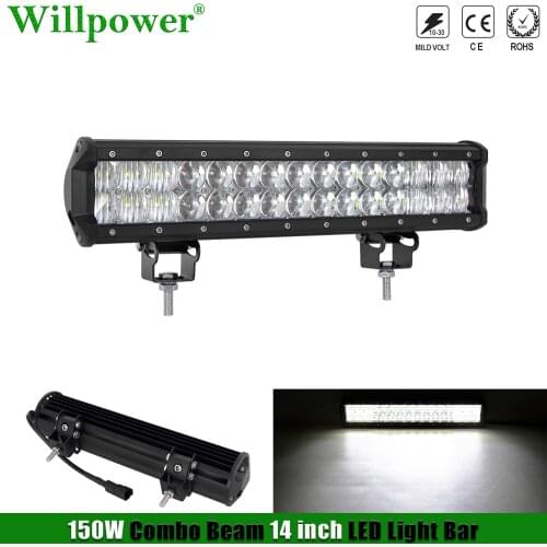 Auto Car 15'' 150W Off Road LED Light Bar Spotlight Flood Driving Fog Lights 4x4 Truck SUV Combo LED Bar w/ Female DT Connector