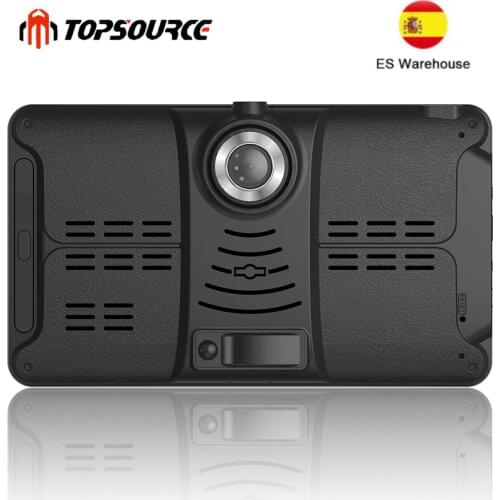 TOPSOURCE 7 inch Car Truck GPS Navigation With Dash camera 16G 1024*600 Android Bluetooth wifi free gps map Spain Warehouse