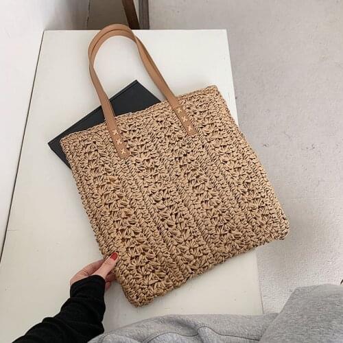 Large Capacity Beach Straw Tote Bags For Women Summer Hollow Woven Handbag Women Shoulder Bag Bohemia Straw Tote Womens Bag New