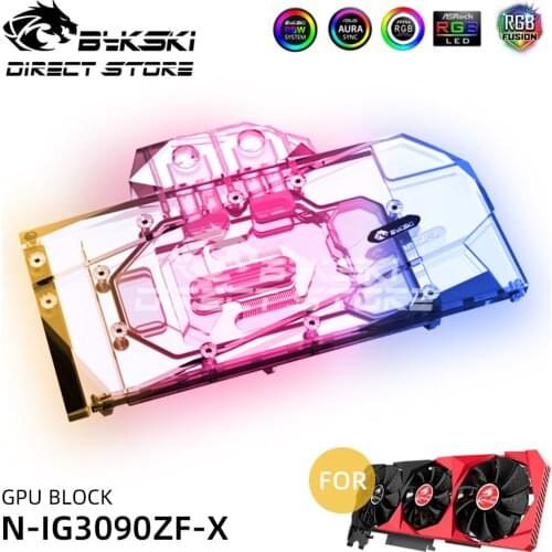 Bykski VGA Water Block Full Coverage For iGame GeForce RTX3090 3080 GPU Block Copper Heatsink Copper Liquid Cooling N-IG3090ZF-X