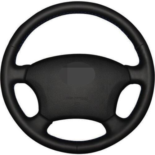Car Steering Wheel Cover DIY Black Genuine Leather For Toyota Land Cruiser Prado 120 Sienna Hilux 4Runner Sequoia Highlander