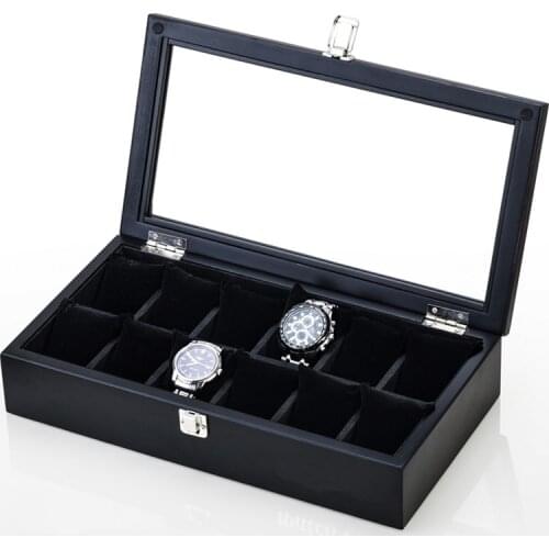 Black Wood Watch Display Boxes Case New Mechanical Watch Organizer Case Fashion Watch Packing Gift Boxes