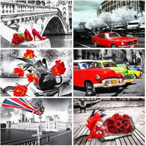 Flower diamond painting landscape mosaic art embroidery stitch car rhinestone picture puzzle toy children gifts wall decor craft
