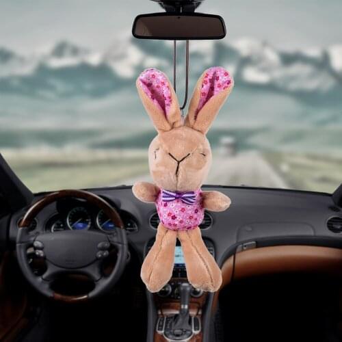 Hot Car Pendant Plush Long-eared Rabbit Automobiles Rear View Mirror Charms Hanging Gifts Home Decoration Ornaments Car Styling