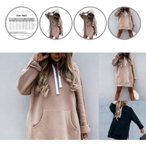 Hoodie Stylish Large Pocket Side Split Sweatshirt Women Casual Hoodie Front Patch Pocket Sportswear