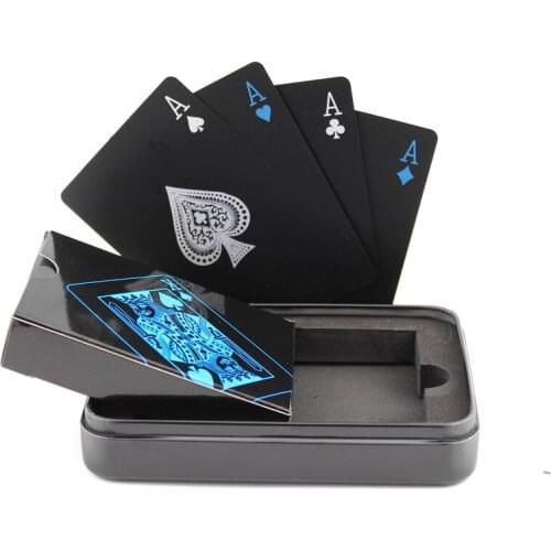 Pure Black Plastic Playing Cards,Magic Poker Card the Collection Gathering Bridge Bidding Cards PVC Playing Paper Box/Tin Box