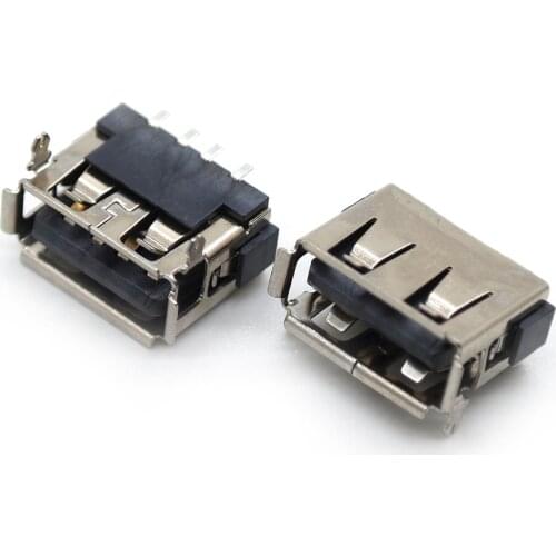 30 piece a / f10.0 short body USB interface female base front 2-pin 6.3h crimped SMT iron shell black glue USB connector