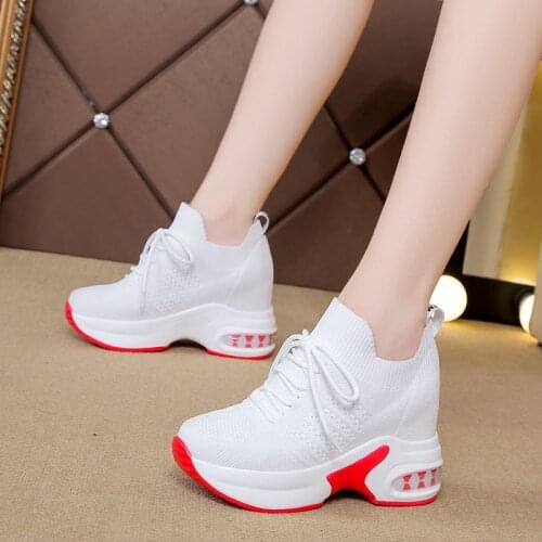 Girl Sneakers Shoes Women White/Black /Red Breathable Autumn Sneakers Casual Shoes Female Colors Shoes Heels Zapatillas Mujer