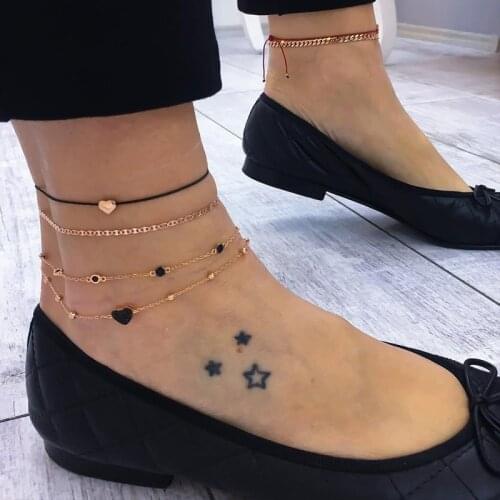 Fashion Exquisite Hand-made Popular Personality New Womens Heart-shaped Multi-layered Anklet Beach Holiday Set Accessories