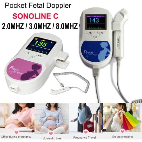 Baby Sound C1 Color Fetal Doppler 2MHz 3MHz 8MHz Heart rate Monitor Household Pregnancy Baby Fetal Sound Heart Rate Detector