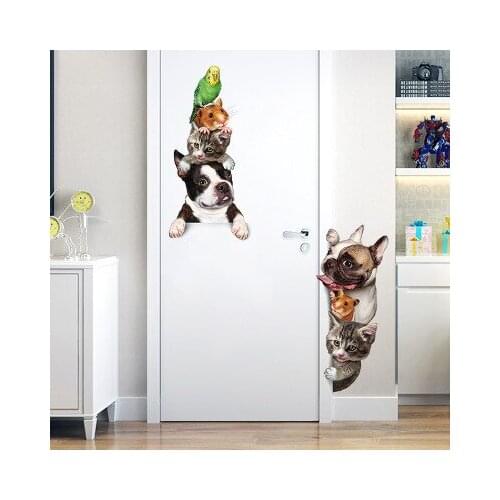 Cartoon Pets Wall Sticker Human Pyramid Game Cute Nursery Baby Room Wall Decoration Door Poster Refrigerator Kitchen Stickers