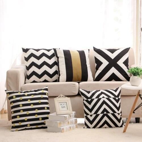 Soft Velvet Geometric Stripes Printed Cushion Cover Pillow Cover For Sofa Car Chair Cushion Case 45cmx45cm Without Stuffing