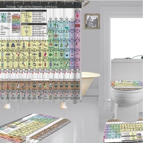 New Creative Modern Style Digital Element Periodic Table Printing Shower Curtain Finished Product Suitable for Home Decoration