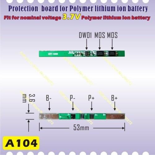 10pcs [A104] 53 * 36mm PCB Protection board / Control Panel for 3.7V Polymer lithium ion / li-ion battery of tablet pc,mp3,mp4