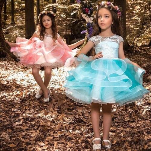 Princess Flower Girl Dress Embroidery Lace Clothes evening Dresses for Kids Ball Gown Teens Wedding Party Vestidos Infantis