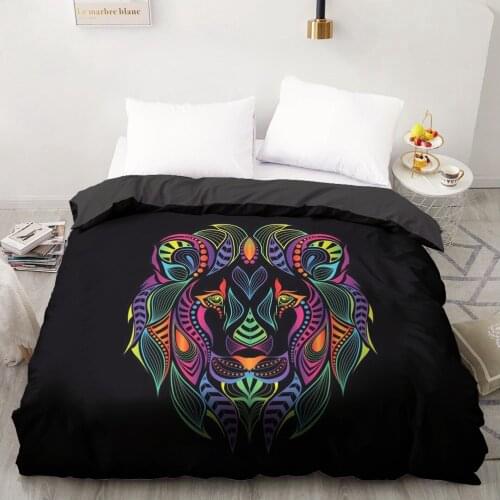 3D HD Duvet Cover King/queen/custom size,comforter Cover 240x220/230x230,1pc Quilt cover,luxury Bedding Cartoon Colorful Lion