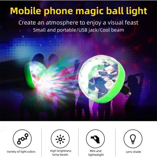 Portable Mini USB LED Atmosphere Light Stage Magic DJ Disco Ball Lamp Indoor Home Party USB To Android Phone Disco Light