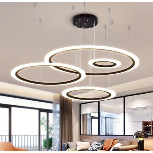 Modern Dimmable Led Lustre Chandelier luminaria Light DIY Adjustable Aluminium Rings Led Ceiling Chandelier For Foyer
