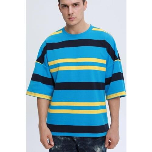 Casual Short-Sleeved Striped Large Size T-Shirt MenS 2020 Autumn New Fashion O-Neck Loose Comfortable Hawaii Beach Outdoor Men