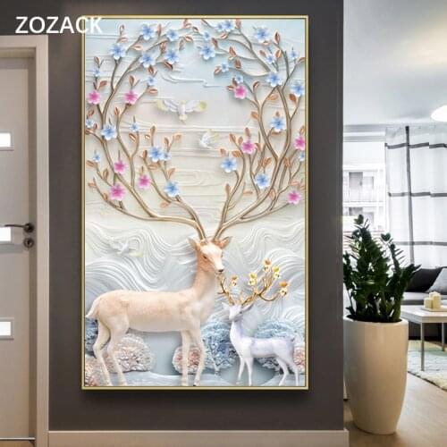 Needlework,DMC DIY Cross stitch,Embroidery kit set,Peaceful deer Print Patterns Cross-Stitch painting Vertical version Wholesale