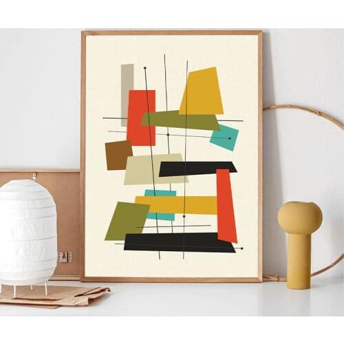 Mid Century Modern Abstract Poster Prints Retro Wall Art Canvas Painting Wall Pictures for Living Room Home Decor