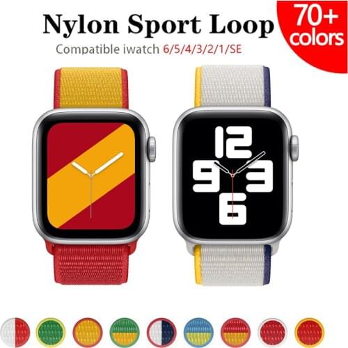 Sports Loop Smartwatch Wristband Belt Bracelet Iwatch 3 4 5 6 Se Band Nylon Strap For Apple Watch Band 44mm 40mm 42mm 38mm 44mm