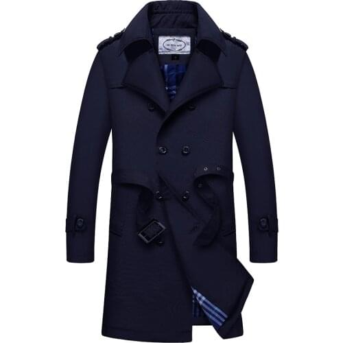 Trench Coat Men Classic Double Breasted Mens Long Coat Mens Clothing Long Jackets & Coats British Style Overcoat M-4XL Size