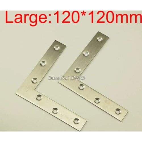 100pcs 120*120*22mm Stainless Steel L Shape Furniture Corner Brackets Right Angle Connector Mounting Bracket Protector K225