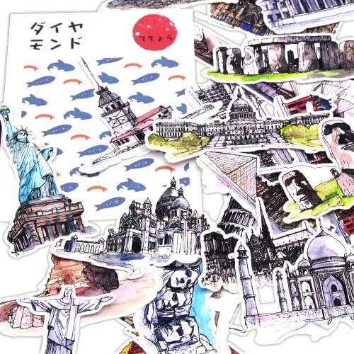 World Famous Building Stickers Statue Of Liberty Travel Stickers For Wonders Of The World Stationery Scrapbooking Stickers