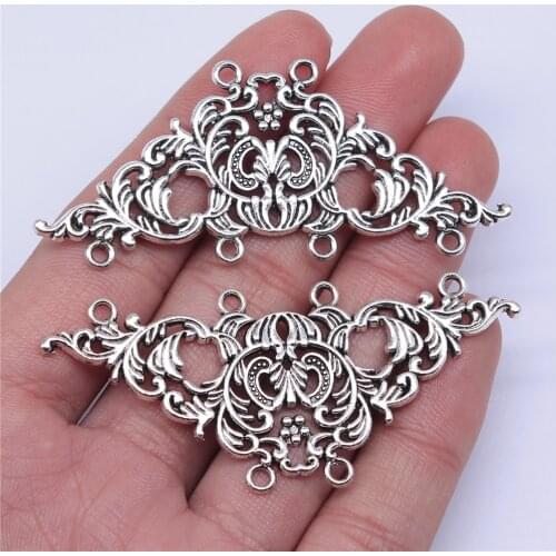 WYSIWYG 2pcs 66x30mm Necklace Connector For Necklace Making Antique Silver Color DIY Necklace Jewelry Finding