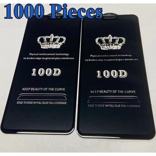 1000pc 100D Tempered Glass Full Glue Screen Protector For Samsung Galaxy S21 Plus S20 FE Note 20 A02 A12 A22 A32 A42 A52 A72 A82