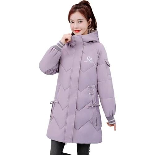 Winter Parker Down Padded Jacket Woman Outerwear Medium Long New Fashion Thick Cotton Clothes Loose Plus Size Overcoat Women