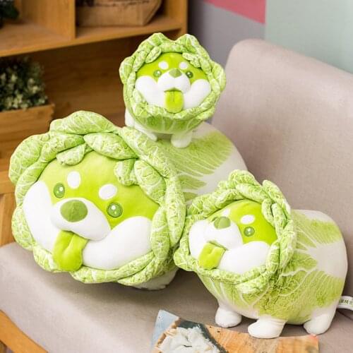1pc 25/30/35cm Cute Vegetable Dog Plush Toys Creative Chinese Cabbage Shiba Inu Pillow Stuffed Animal Sofa Cushion Baby Gifts