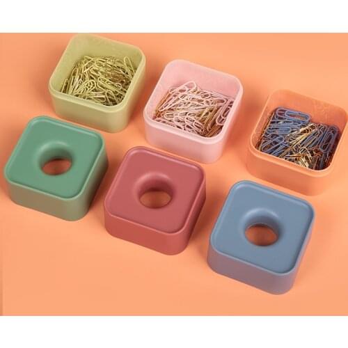200pcs /box Paperclip box Magnetic upper cover can be adsorbed paper clip Color Clip Office Bookmark binder clip Patchwork Clip