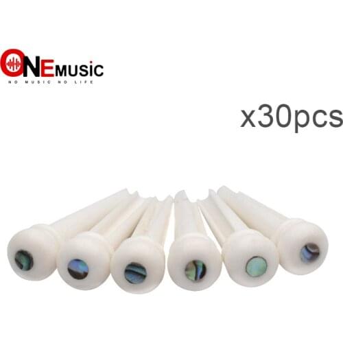 30 Pcs White Acoustic guitar Bridge Bone Pins With Pearl Shell Dot,guitar pressure string Nails Pin guitar parts