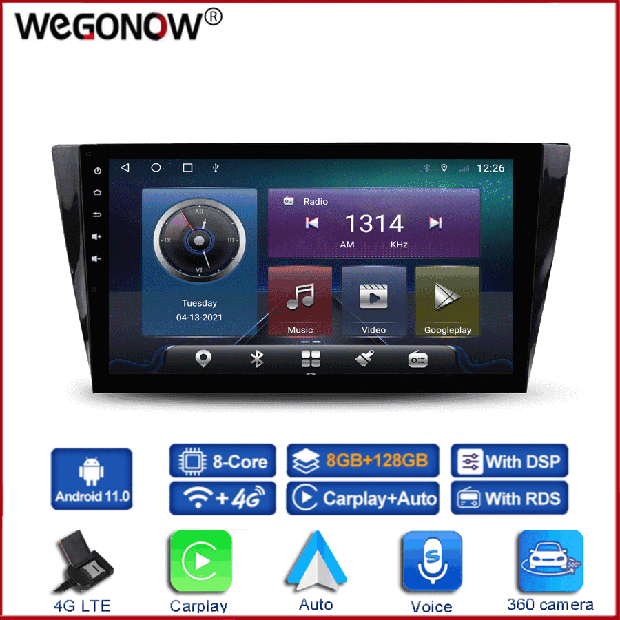 360 Panoramic Camera Carplay 6G+128G Android 10.0 Car DVD Player GPS Map WIFI Bluetooth 5.0 RDS Radio For VW Bora 2016 2017 2018