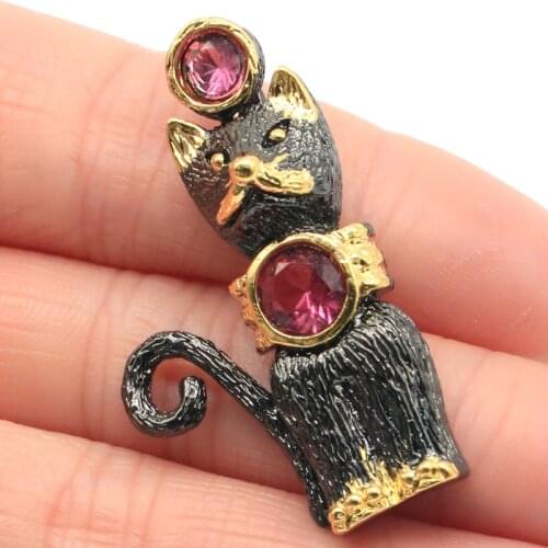 41x24mm New StaGothic Cat 9.6g Created Violet Tanzanite Blue Tanzanite For Man Black Gold Metal Silver Pendant Street Jewelry