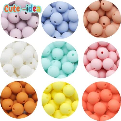 Cute-idea 50pcs Baby silicone Round Beads 12mm Safe teething Toys DIY Soother chains Bracelet Teether Baby Product Food Grade