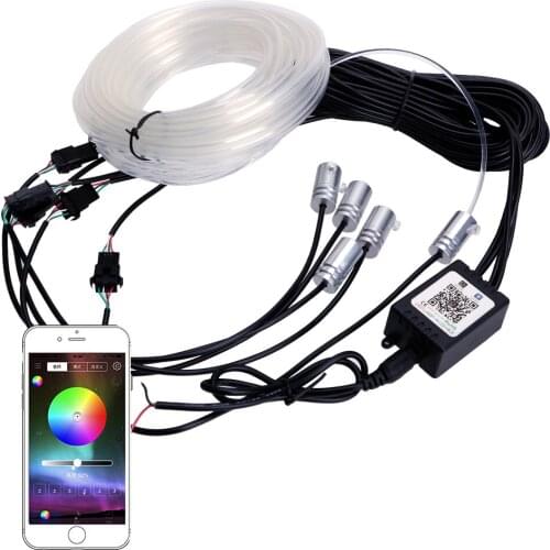 6 Meter Fiber Optic Atmosphere Lamps Ambient Lamp App Control Remote Control RGB Car Auto Decorative Light Car Interior Light