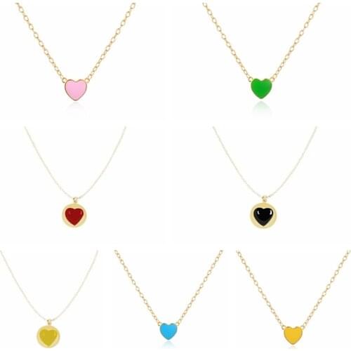 AIDE 925 Sterling Silver Love Heart Dripping Oil Necklace for Female Simple Clavicle Chain Charm New Jewelry Mothers Day Gifts